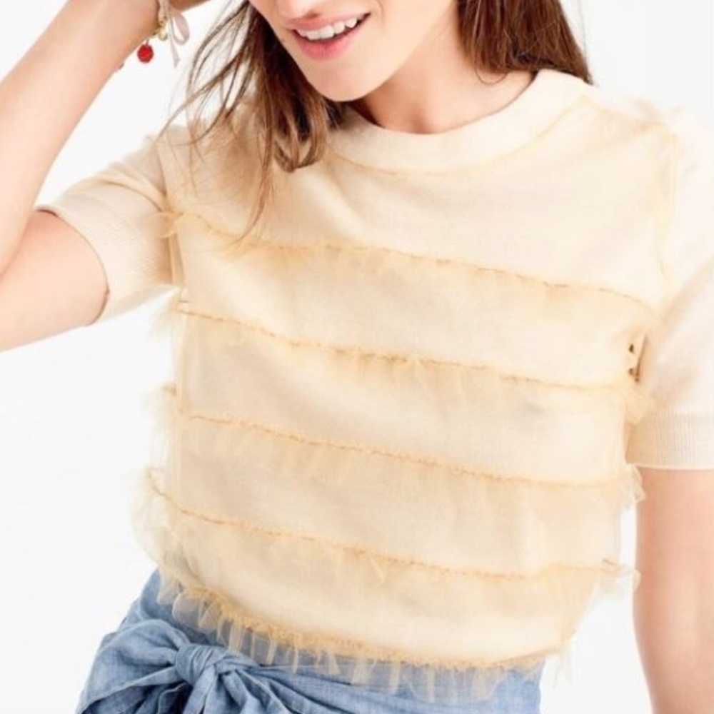 JCREW RUFFLE EMBELLISHED TOP SZ MEDIUM